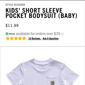 Carhartt Kids Short Sleeve Pocket Bodysuit - Light Lavender